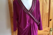 Savoir Ladies Plum Stretchy Sequin beaded top size 24 Includes postage