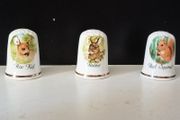 Collectible Fenton Bone China Wildlife series 3 x Thimbles