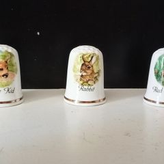 Collectible Fenton Bone China Wildlife series 3 x Thimbles
