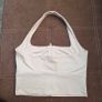 White zipfront halter crop top, size 10 Image 3