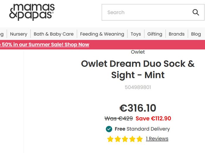 Owlet Dream Duo Sock & Sight Mint