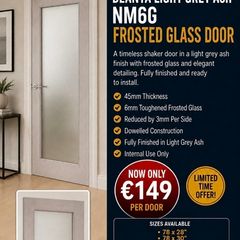 Deanta Light Grey Ash Frosted Glass