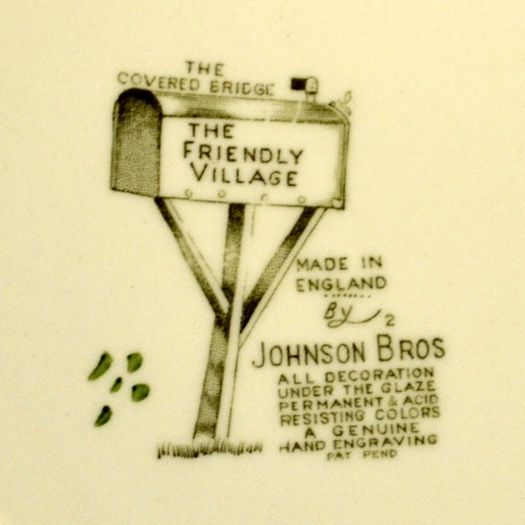 Set of 3 Vintage The Friendly Village The Covered Bridge by Johnson Bros Square Bone China Plates