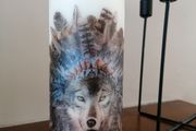X-Large brand new unscented decorative decoupage pillar candle boho birthday new home gift/ wolf