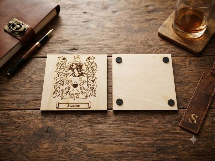 Family Crest Coat of Arms Wooden Coasters