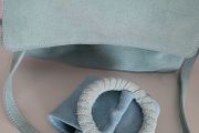 Genuine suede leather pale blue cross body bag and matching belt - Bnwt
