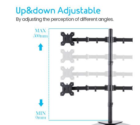 BRAND NEW Quad Four Arm Desk Mount Ergonomic LCD Computer Monitor Bracket Stand Tilt Rotation 17'-32' Screen Support