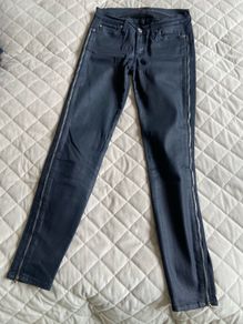 7 for all mankind leather look jeans  with zips