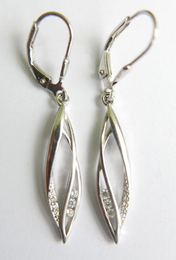 Vintage Sterling Silver 925 Earrings Hanging Drop Genuine Zirconia 2,5g