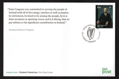 2020 Ireland The 100th Anniversary of the Birth of Liam Cosgrave Commemorative Stamp An Post First Day Cover (FDC)