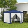 4m Hexagon Gazebo Party Tent, Screen House Patio Canopy Event Shelter for Activities, Shade Resistant, Blue Image 2