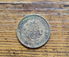 1961 South African 1/2 Cent brass coin