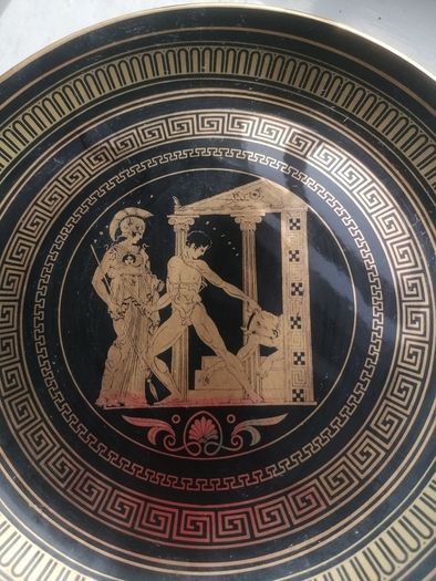 Vintage 24k Gold Painted Black Wall Plate/Plaque