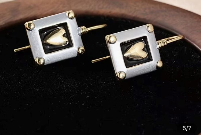 Bohemian style square copper heart earrings