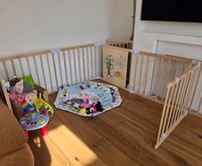 Selling Wooden Baby Playpen with Door, Changeable & Expandable Play Fence for Toddlers, Wood Playpen Kids Activity Center with Chalk-Whiteboard & Montessori