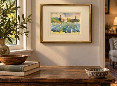 Original Gerard Chambeltaz - Framed Watercolour Landscape
