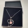 sterling silver 925  love heart pendant with pink stone Image 2