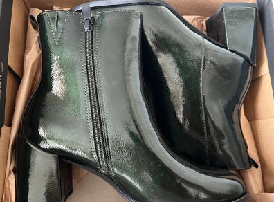 Marco Tozzi Forest Green Patent Ankle Boots