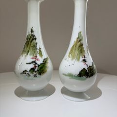 Pair of Antique Victorian Opaline Glass Vases. Japonisme Aesthetic Movement c.1880 to1900