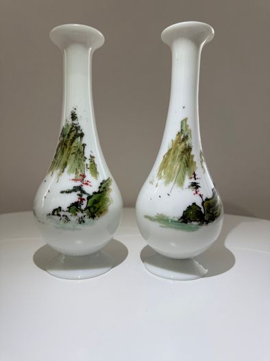 Pair of Antique Victorian Opaline Glass Vases. Japonisme Aesthetic Movement c.1880 to1900