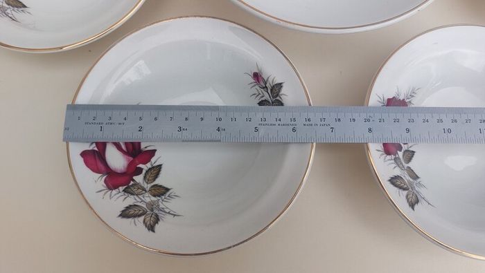 Beautiful Set of Six Dessert Bowls plus Matching Large Bowl by Arklow Pottery in the Very Popular and Collectable "Autumn Rose" Pattern
