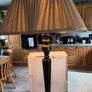 Vintage ebonized table lamp featuring an octagonal base, likely dating from the early 20th century. Image 10