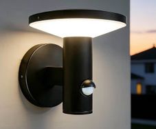 12W 6000K Outside Wall Lights with Motion Sensor,IP54 Waterproof Modern Aluminum Outdoor Light for Porch Front Door Corridor Patio, PIR Sensor, Black