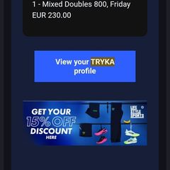 Tryka 800 Mixed Doubles Friday 30th.