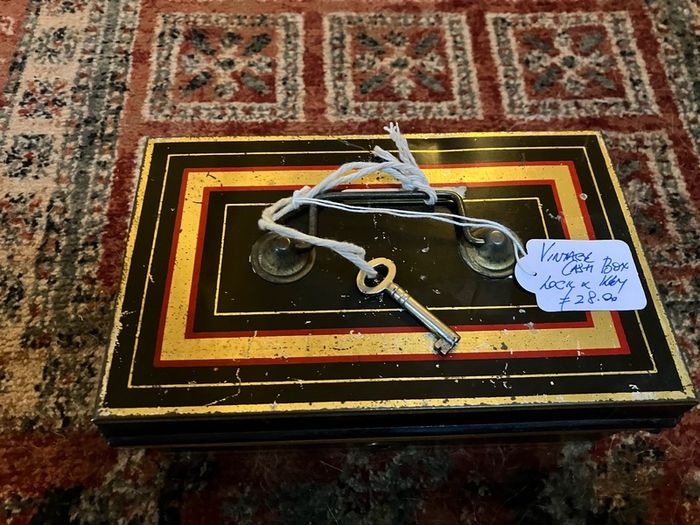 Vintage cash boxes. Various sizes. Some with working locks and keys.