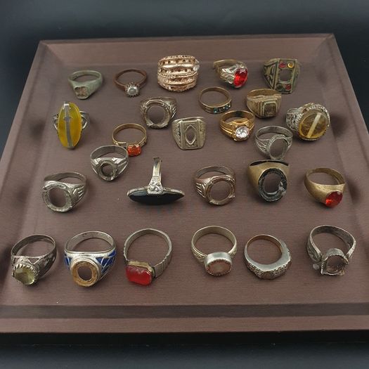 Lot of 24 Antique Rings  Mixed Brass Damaged Antique Style Ring Collection
