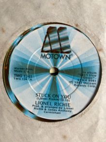Lionel Ritchie. Stuck on you vinyl record single in vg+ condition