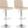 2X Cuban Chrome Gas Lift Swivel Faux Leather Kitchen Adjustable Breakfast Bar Stools Barstools Chairs Cream Image 2