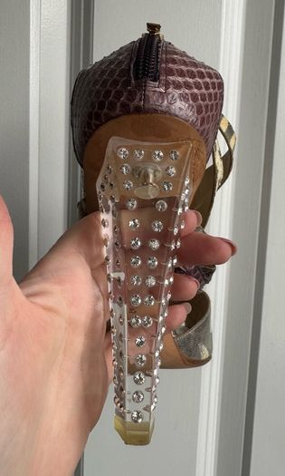 Jimmy Choo Cyndi Rhinestone Lucite Sandals - Sz 39.5