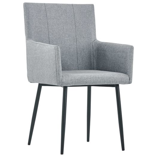 Dining Chairs with Armrests 6 pcs Light Grey Fabric