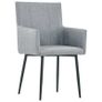 Dining Chairs with Armrests 6 pcs Light Grey Fabric Image 3