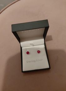 Silver stamped 925 pink gem stud earrings