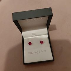 Silver stamped 925 pink gem stud earrings