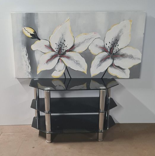 Black Glass 3 Tier TV Stand / Media Unit  Storage Clearance
