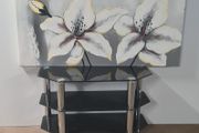 Black Glass 3 Tier TV Stand / Media Unit  Storage Clearance
