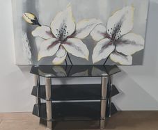Black Glass 3 Tier TV Stand / Media Unit  Storage Clearance