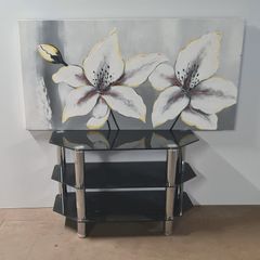 Black Glass 3 Tier TV Stand / Media Unit  Storage Clearance