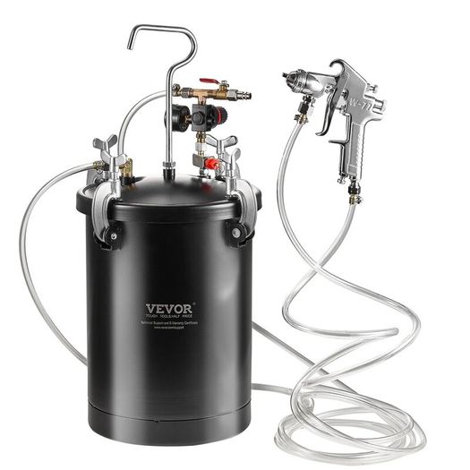 Spray Paint Pressure Pot 15L/3.75gal Pressure Pot Tank, 60 psi Adjustale Pressure, Steel Pressure Pot Paint Tank with Spray Gun, Hoses, Pressure Gauge, for Home Decor and Industry Painting