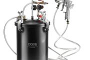 Spray Paint Pressure Pot 15L/3.75gal Pressure Pot Tank, 60 psi Adjustale Pressure, Steel Pressure Pot Paint Tank with Spray Gun, Hoses, Pressure Gauge, for Home Decor and Industry Painting