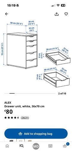 Delivery IKEA Alex Drawers