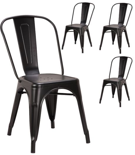 Black Matte Metal Chairs x4