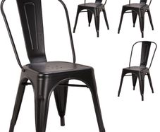 Black Matte Metal Chairs x4