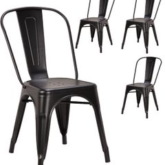 Black Matte Metal Chairs x4