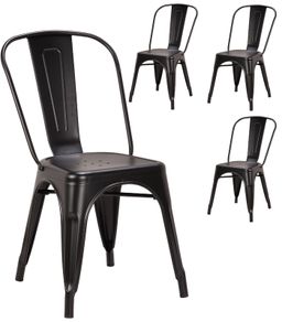 Black Matte Metal Chairs x4