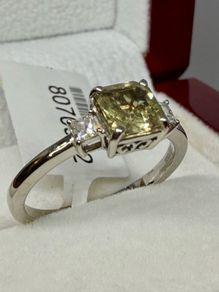 Diamond 950 Platinum AAA Turkizite & Diamond Trilogy Ring