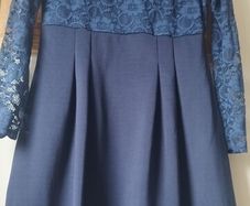Beautiful navy lace trim dress navy bag to match